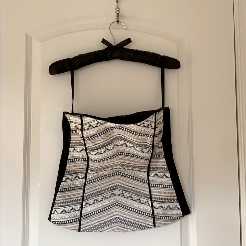 EMBROIDERED PONTE MIX BUSTIER